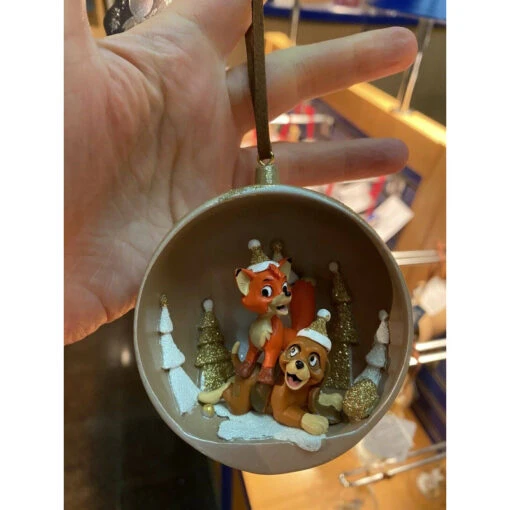 Boule De Noël Rox Et Rouky Doré Disneyland Paris -Dreamland Soldes boule de noel rox et rouky dore disneyland paris